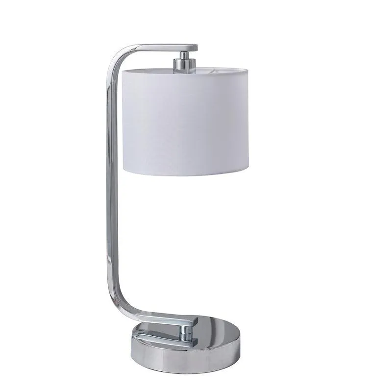 Canning Chrome Bedroom Lamp With White Shade