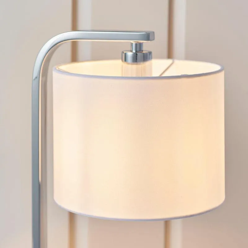 Canning Chrome Bedroom Lamp With White Shade