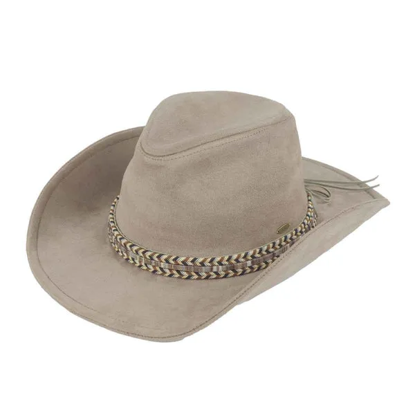 C.C. ANASTASIA SUADE COWBOY HAT GRAY WITH MULTI THREAD TRIM