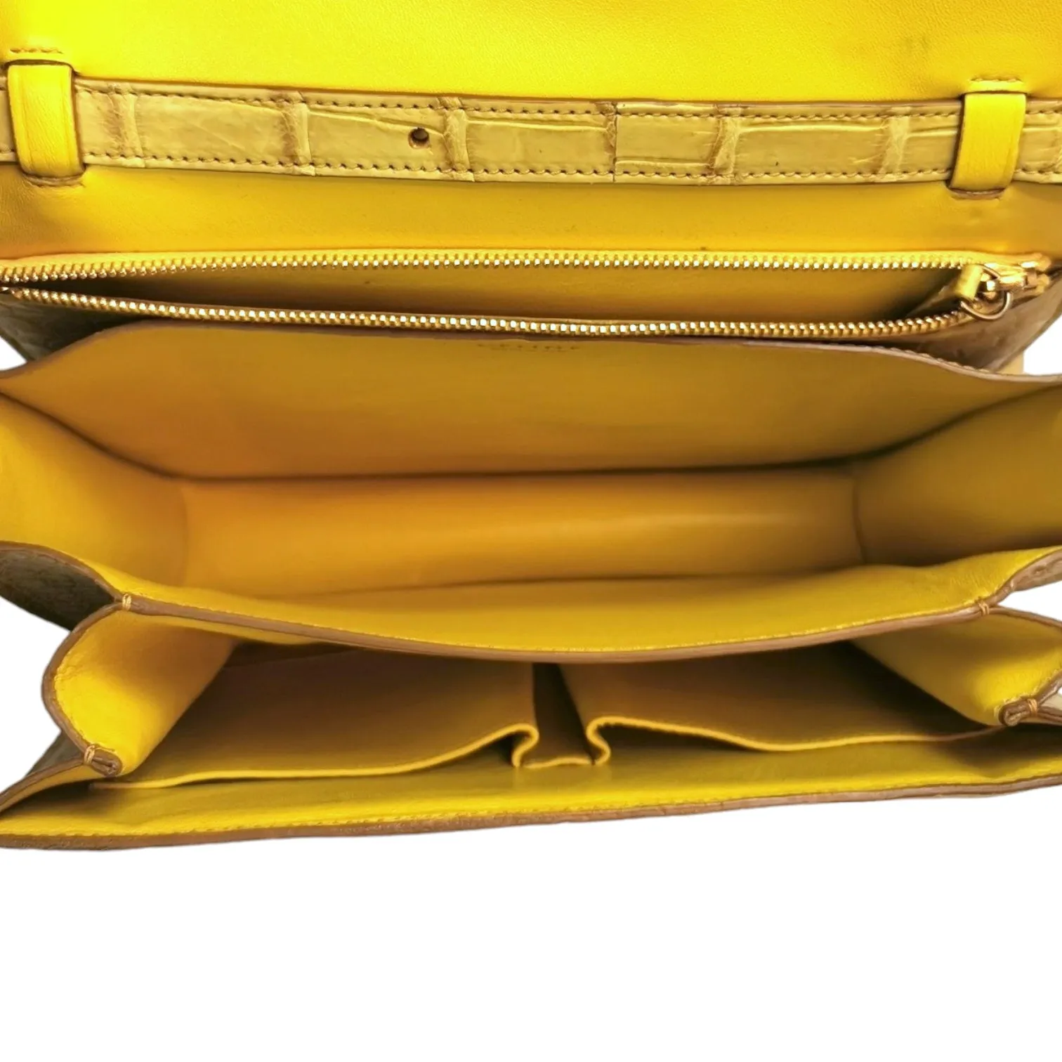 Celine Classic Medium Yellow Crocodile