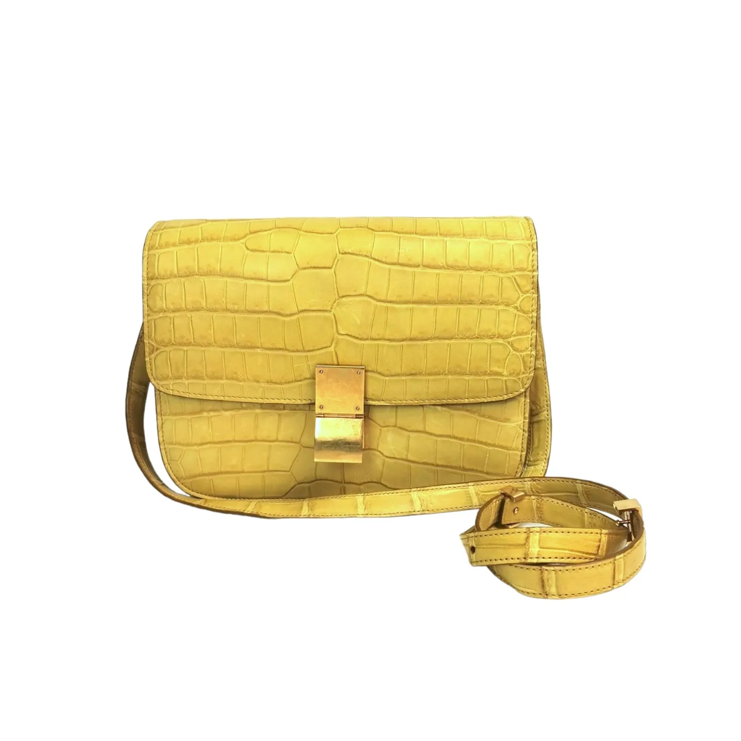 Celine Classic Medium Yellow Crocodile