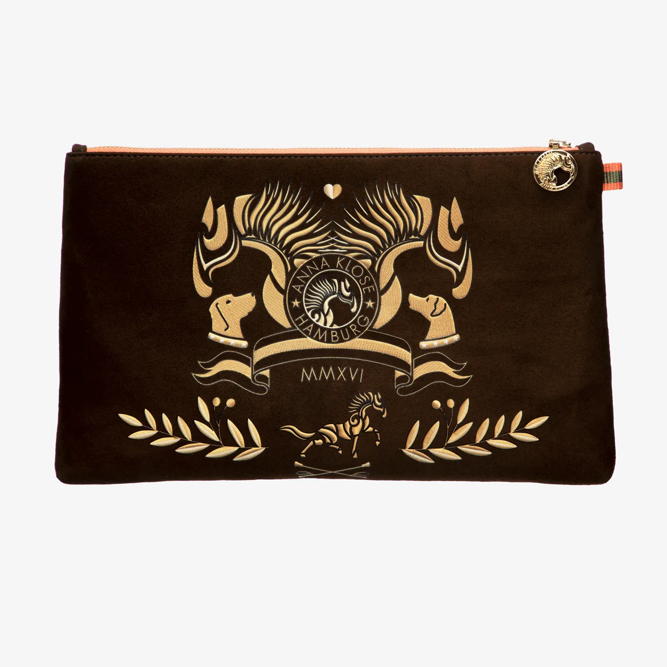 Clutch "Chocolate Brown" with golden print