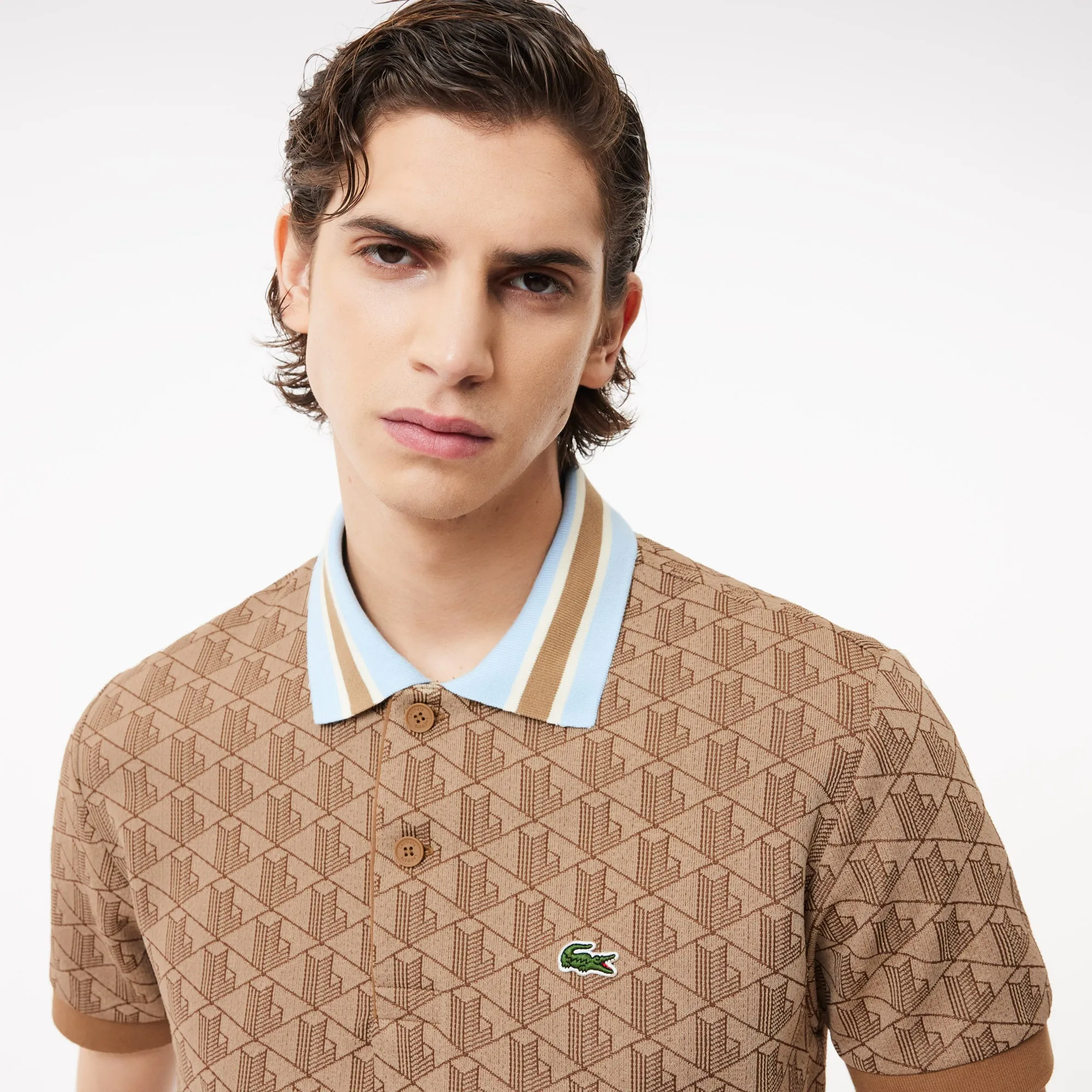 Contrast Collar Monogram Polo Shirt