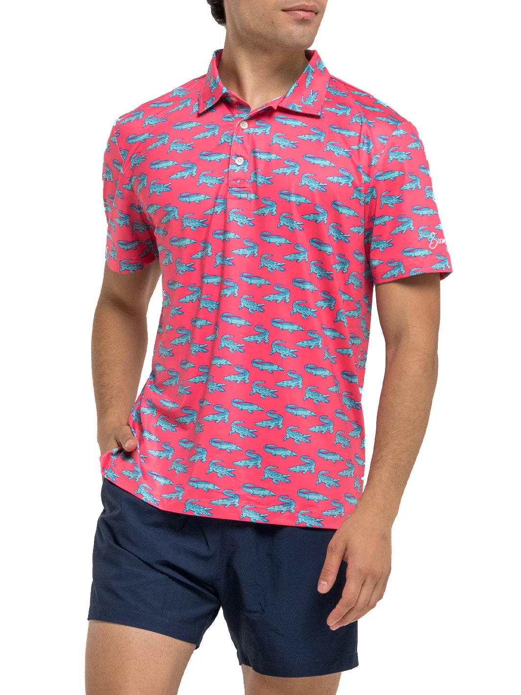 Crocodile Print Golf Polo