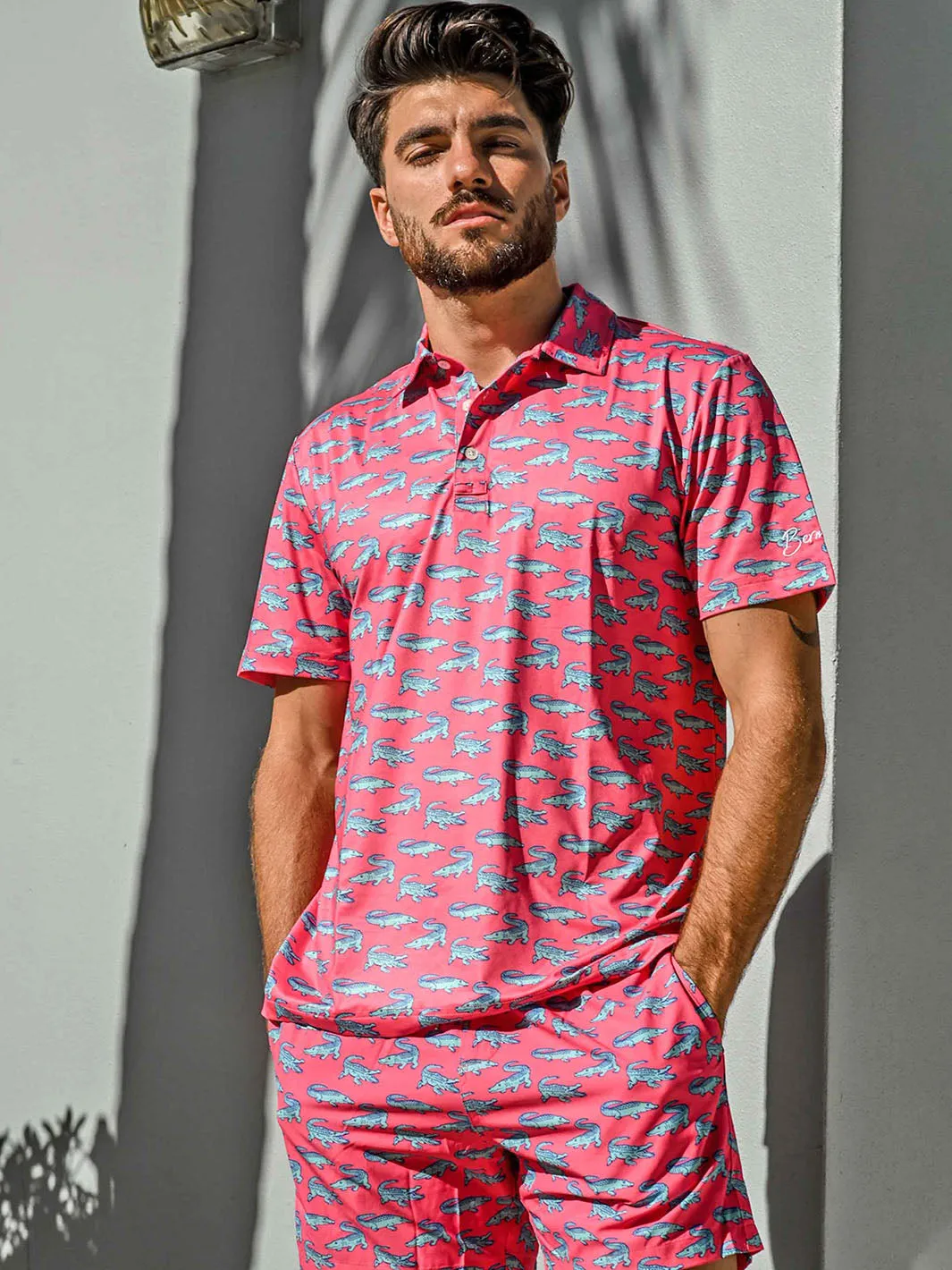 Crocodile Print Golf Polo