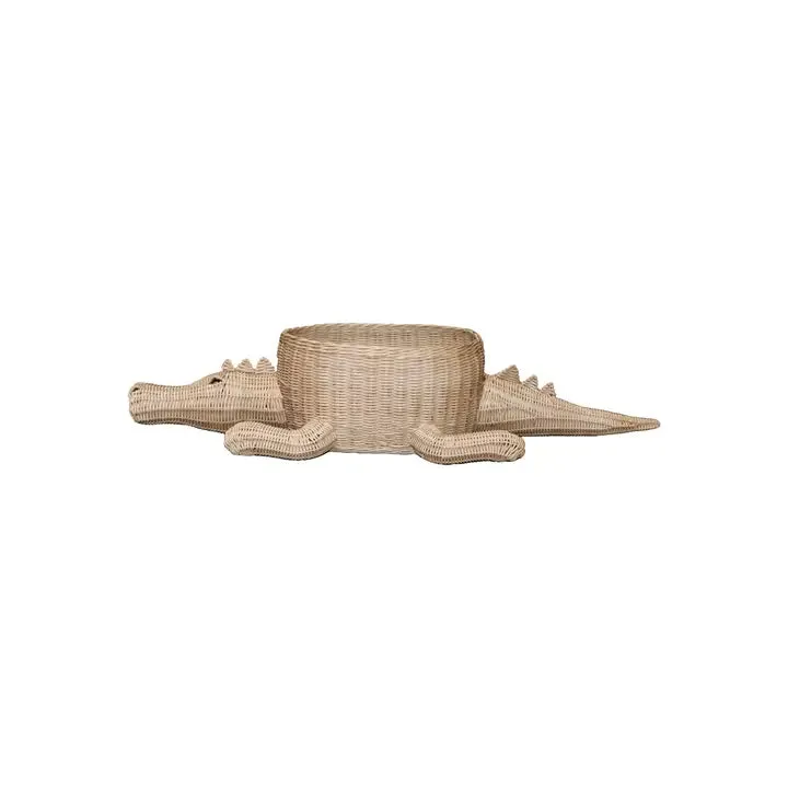 Stylish Handcrafted Crocodile Rattan Basket - Versatile Storage Solution for Home Décor