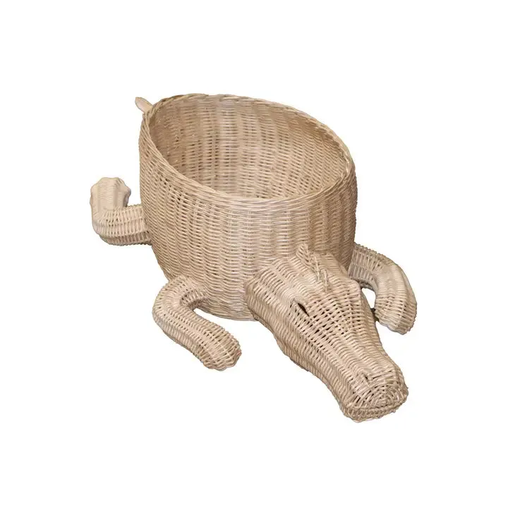 Stylish Handcrafted Crocodile Rattan Basket - Versatile Storage Solution for Home Décor