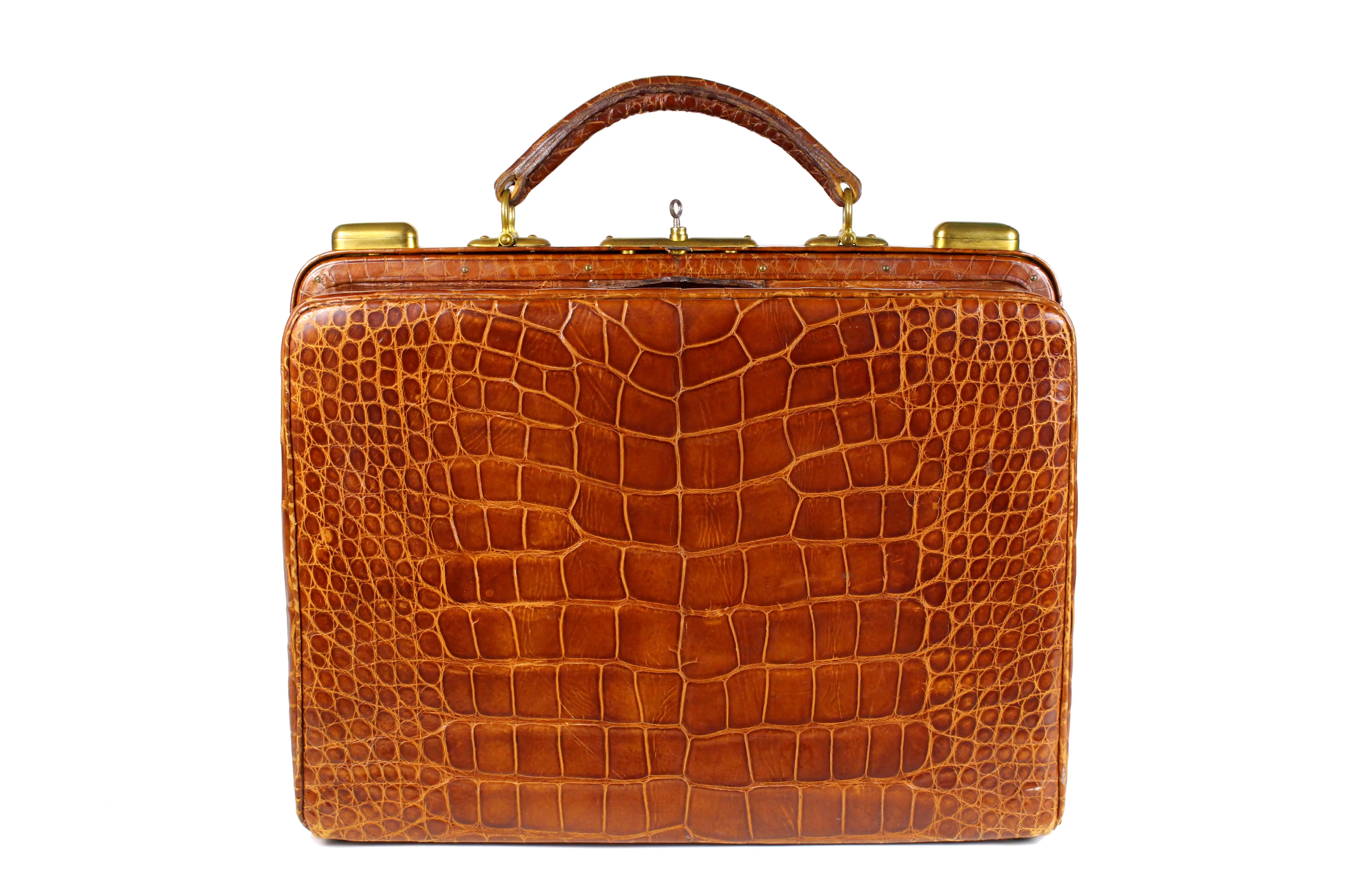 Edwardian crocodile skin vanity case