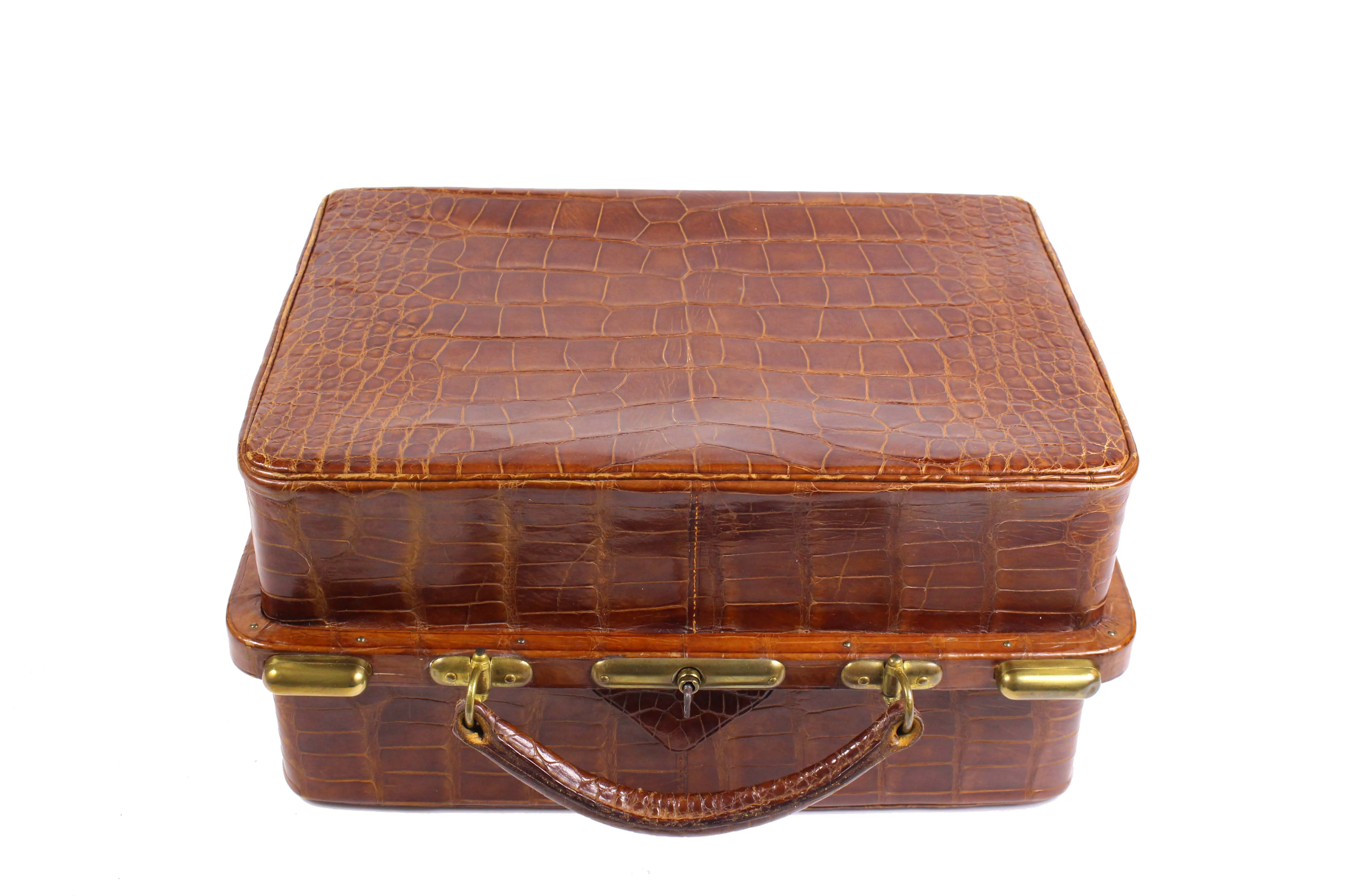 Edwardian crocodile skin vanity case