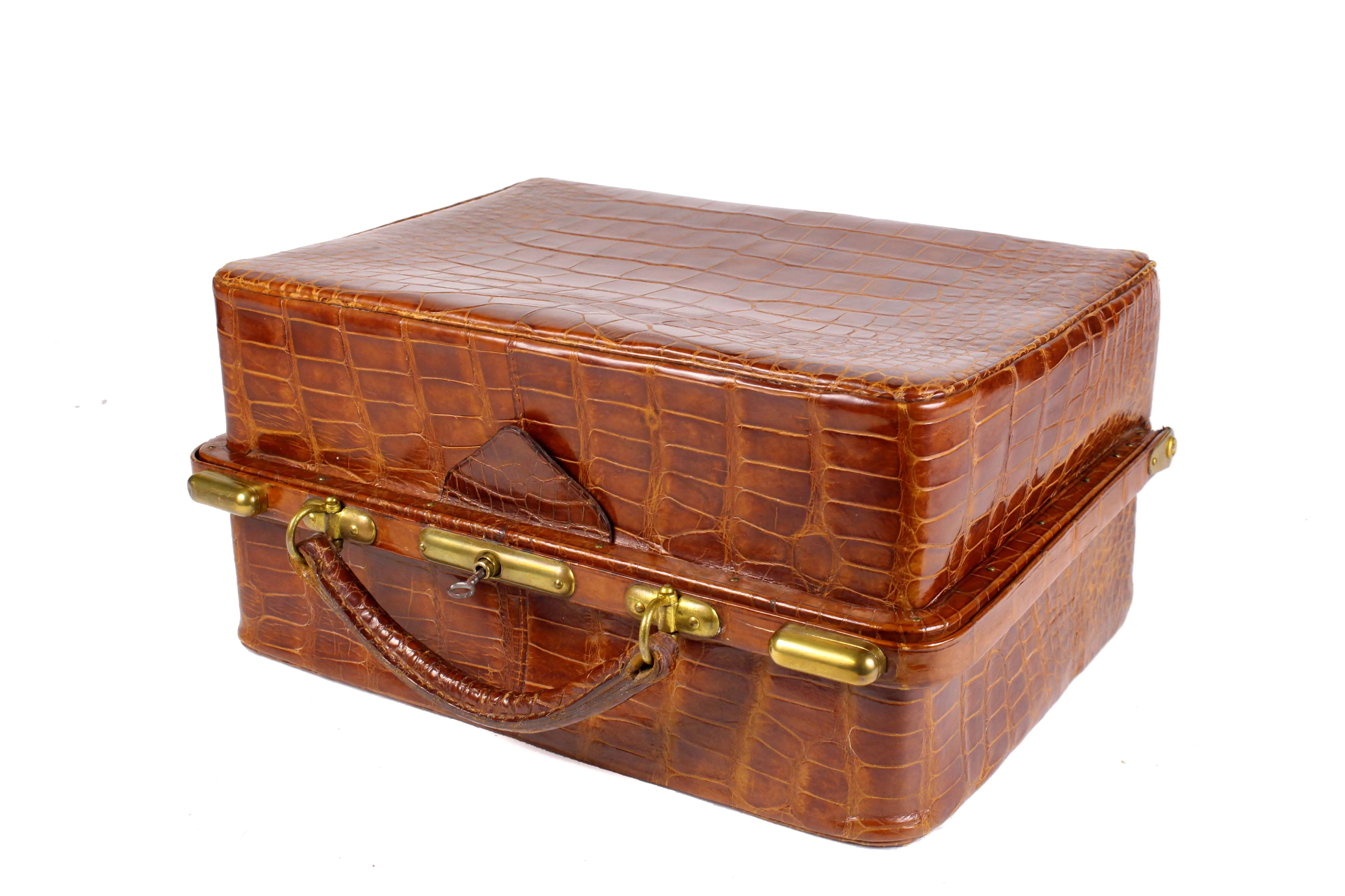 Edwardian crocodile skin vanity case