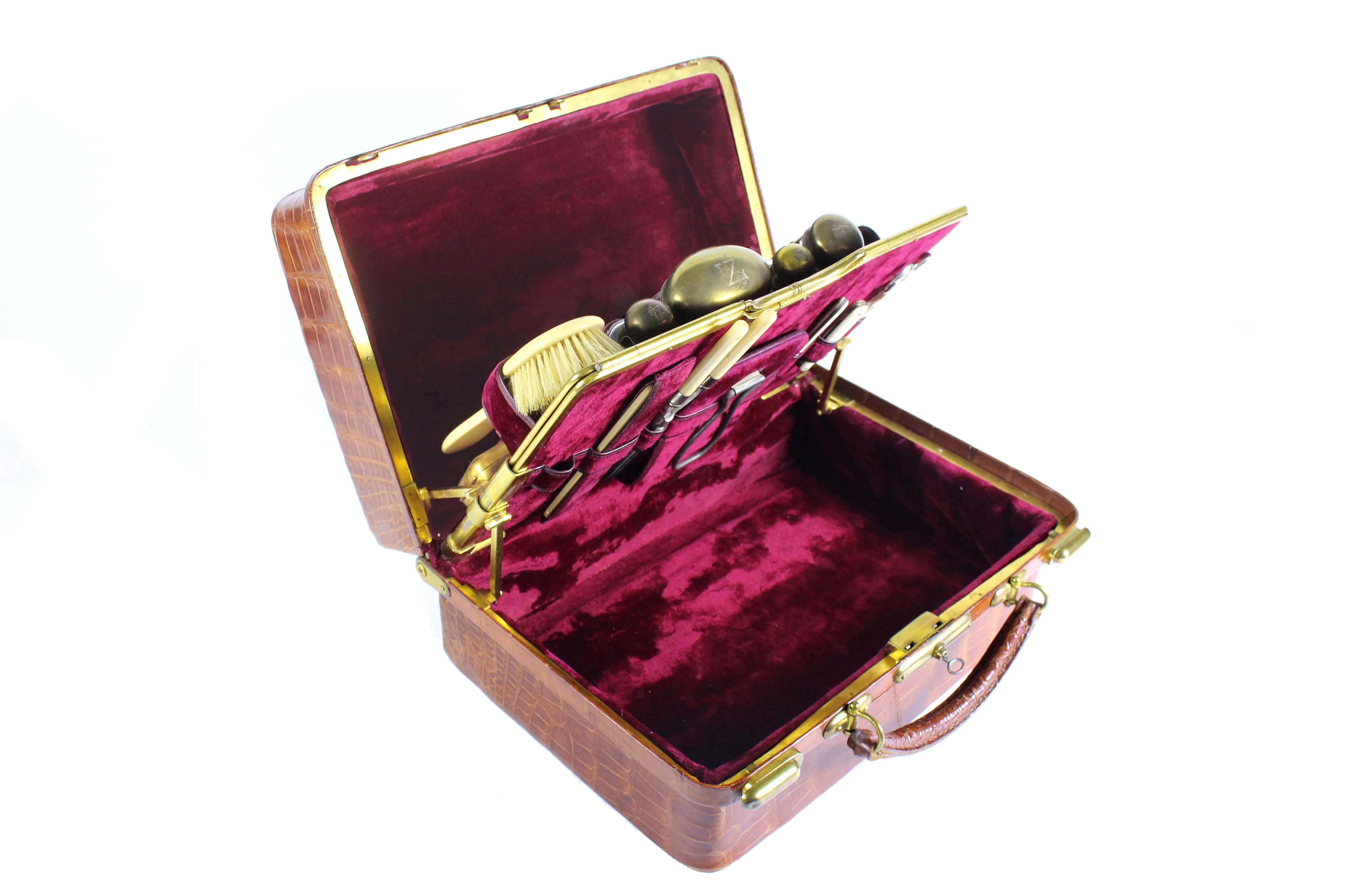 Edwardian crocodile skin vanity case