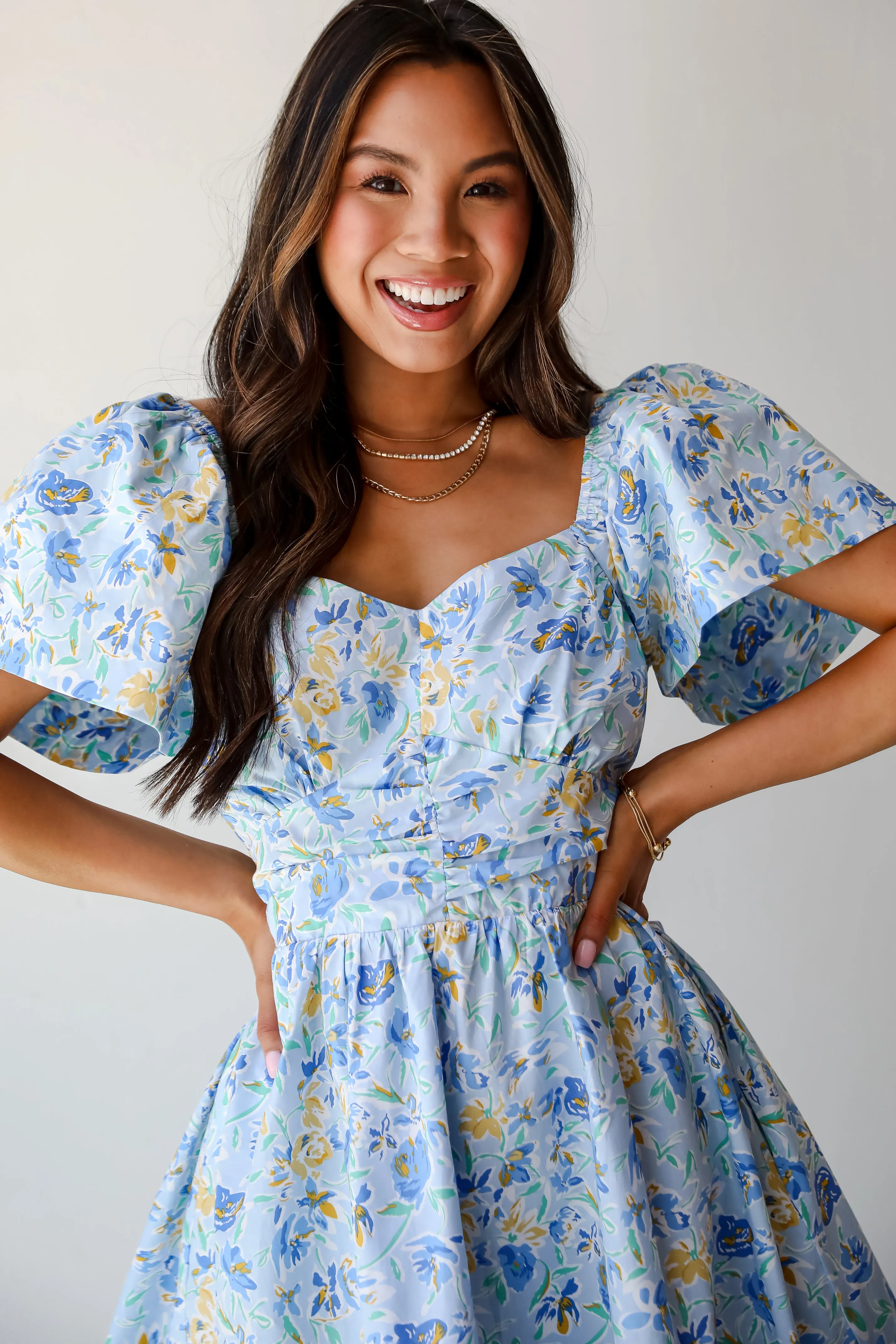 Exceedingly Gorgeous Blue Floral Mini Dress