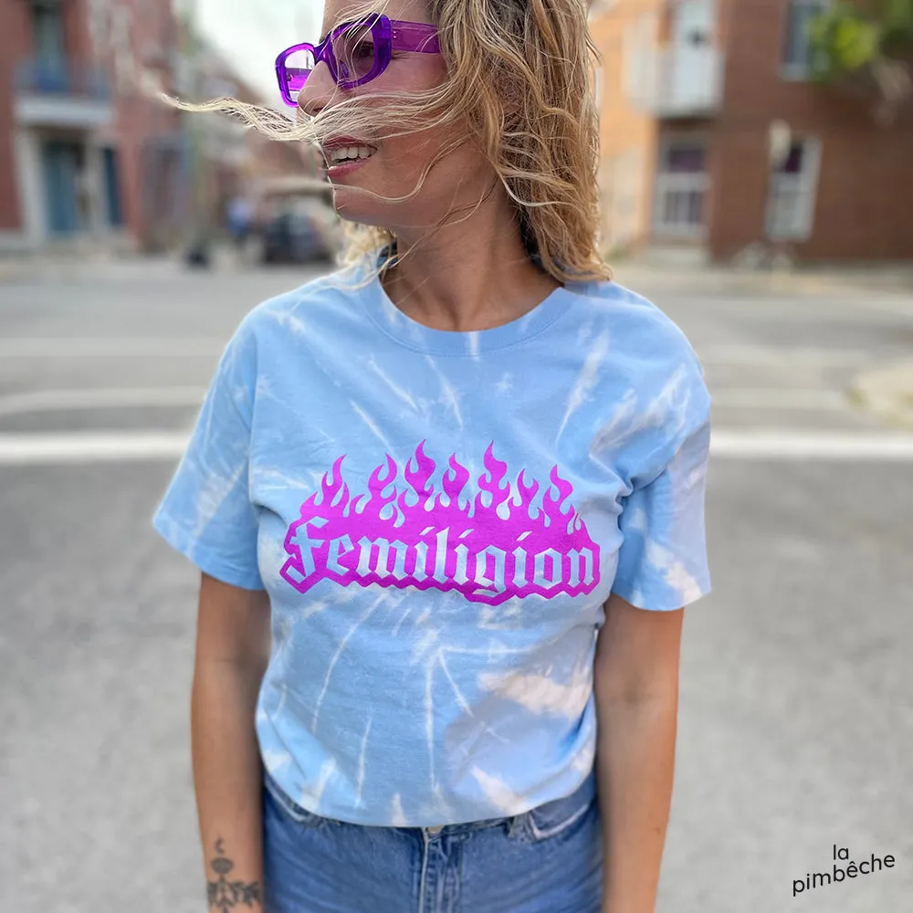 Femiligion tie-dye blue tee