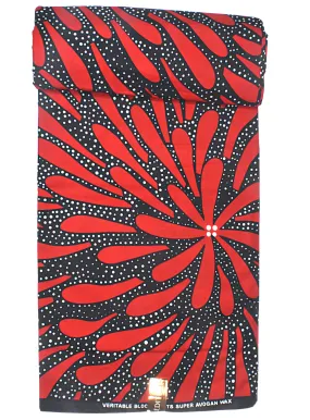 Fiery Red and Black Floral African Print - CA315