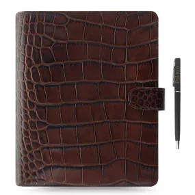 Filofax Classic Croc Print A5 Chestnut Leather Organizer Agenda 2024