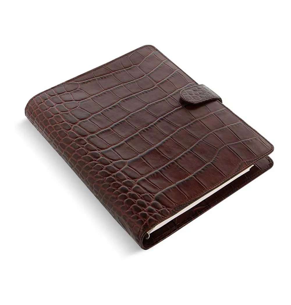 Filofax Classic Croc Print A5 Chestnut Leather Organizer Agenda 2024