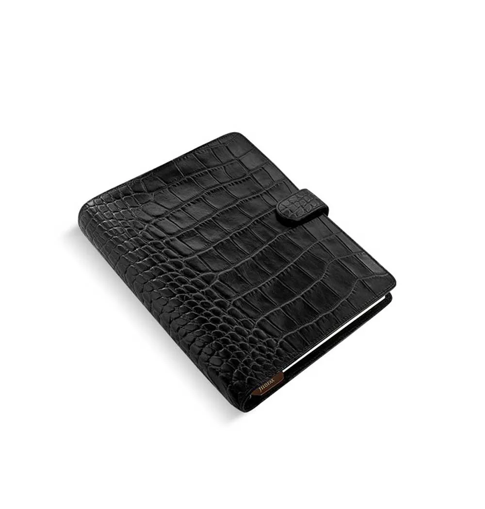 Filofax Classic Croc Print A5 Ebony Leather Organizer Agenda 2024