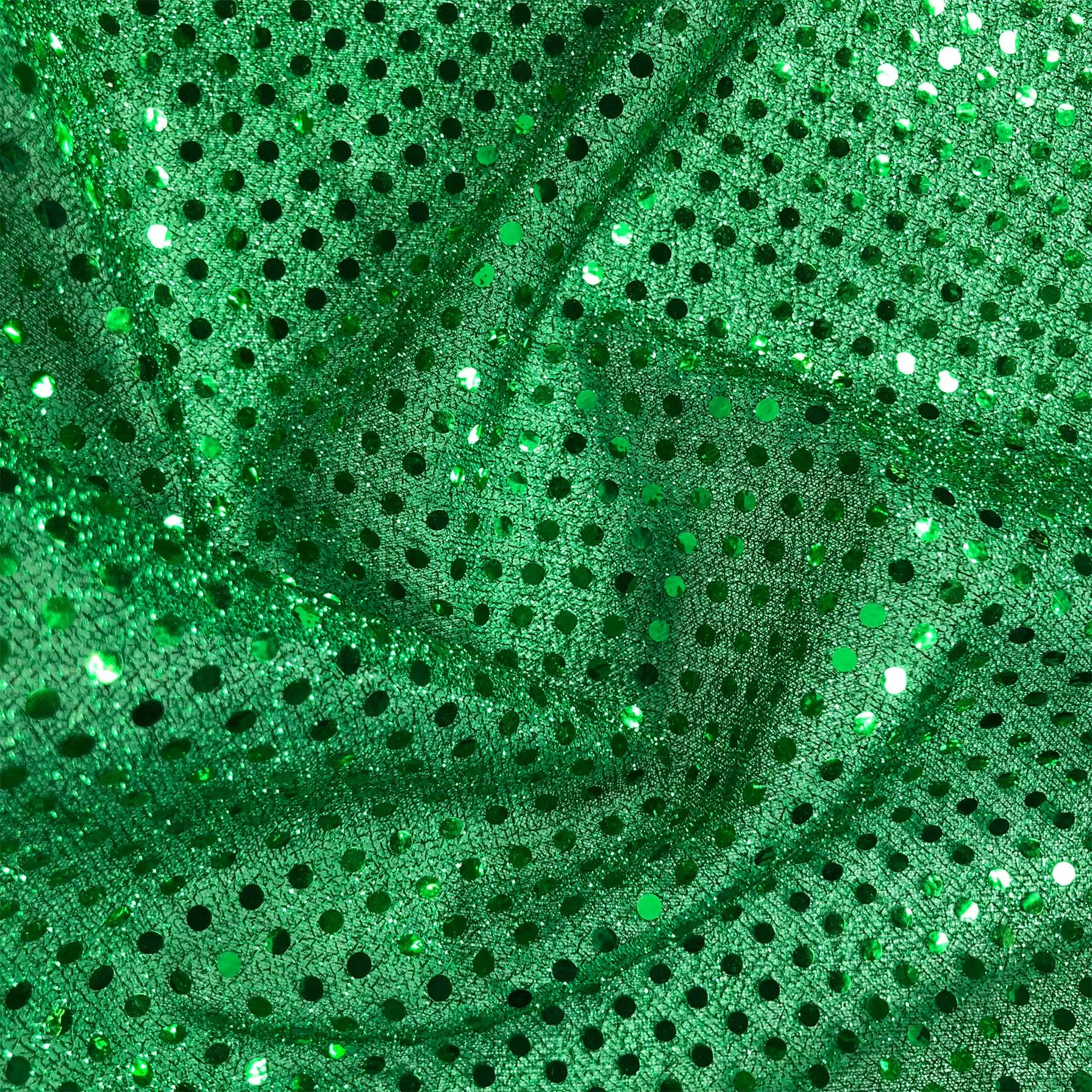 FS585_8 Emerald Poly Jersey 3mm Sequins