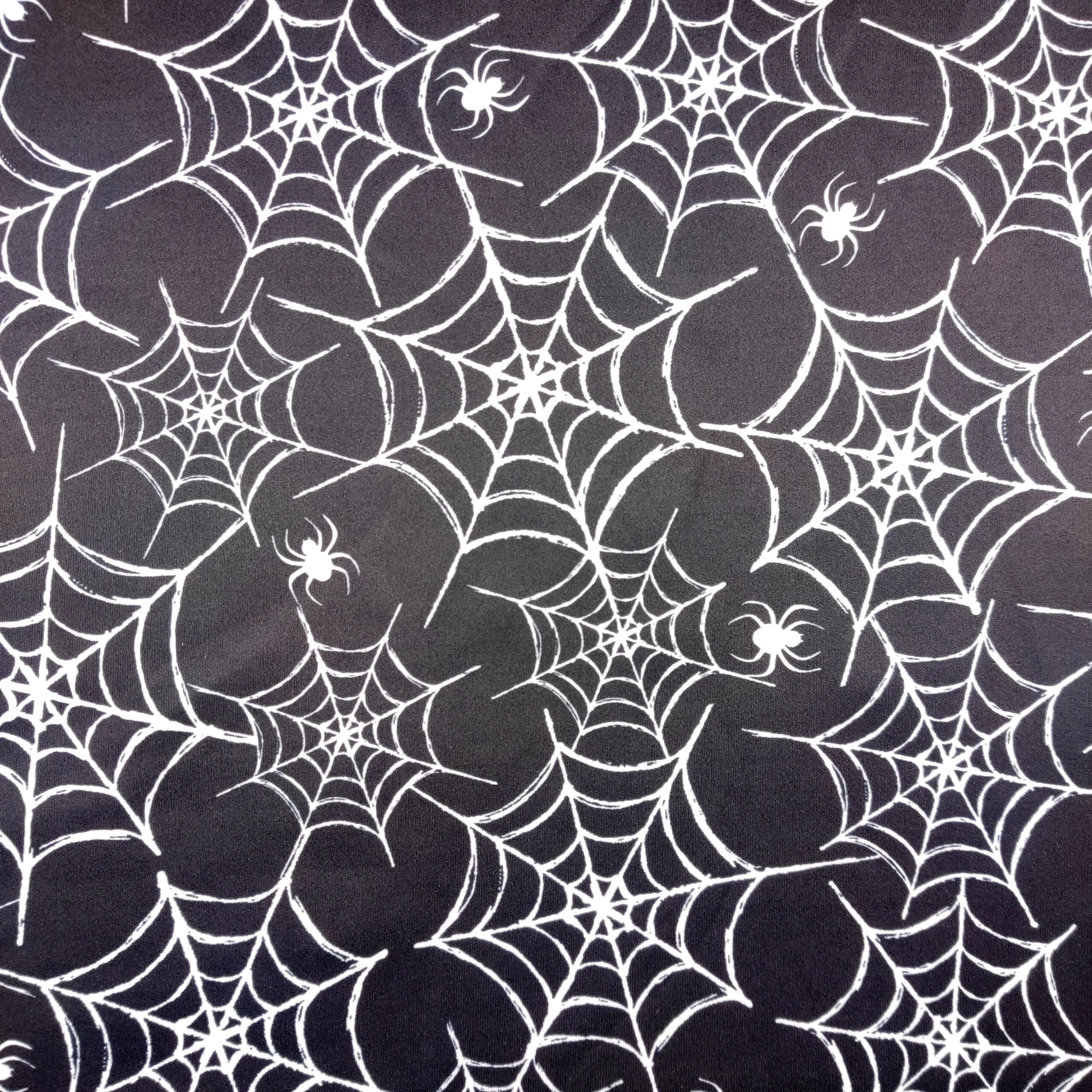 FS725 Spider Webs Scuba Stretch Knit Fabric Black & White