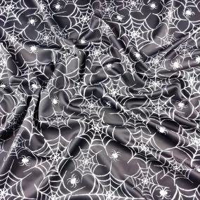 FS725 Spider Webs Scuba Stretch Knit Fabric Black & White