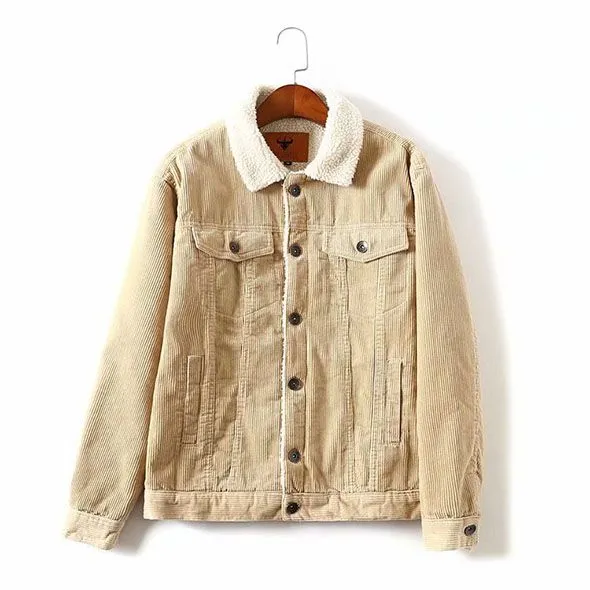 Fur Fleece Lined Shearling Corduroy Trucker Jacket