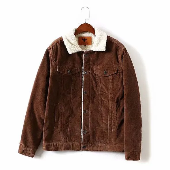 Fur Fleece Lined Shearling Corduroy Trucker Jacket