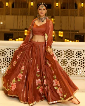 Glazed Ginger Handpainted Lehenga Set