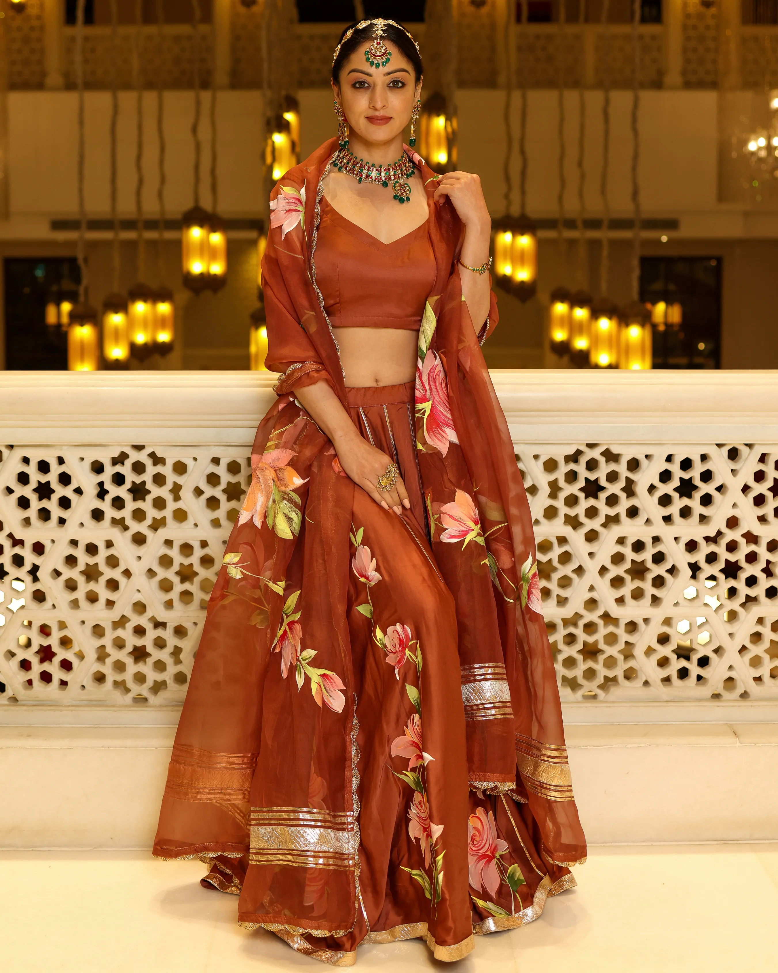 Glazed Ginger Handpainted Lehenga Set