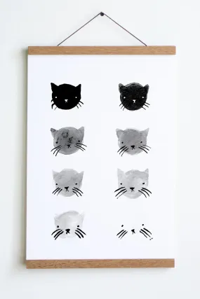 Greyscale Kitties Print