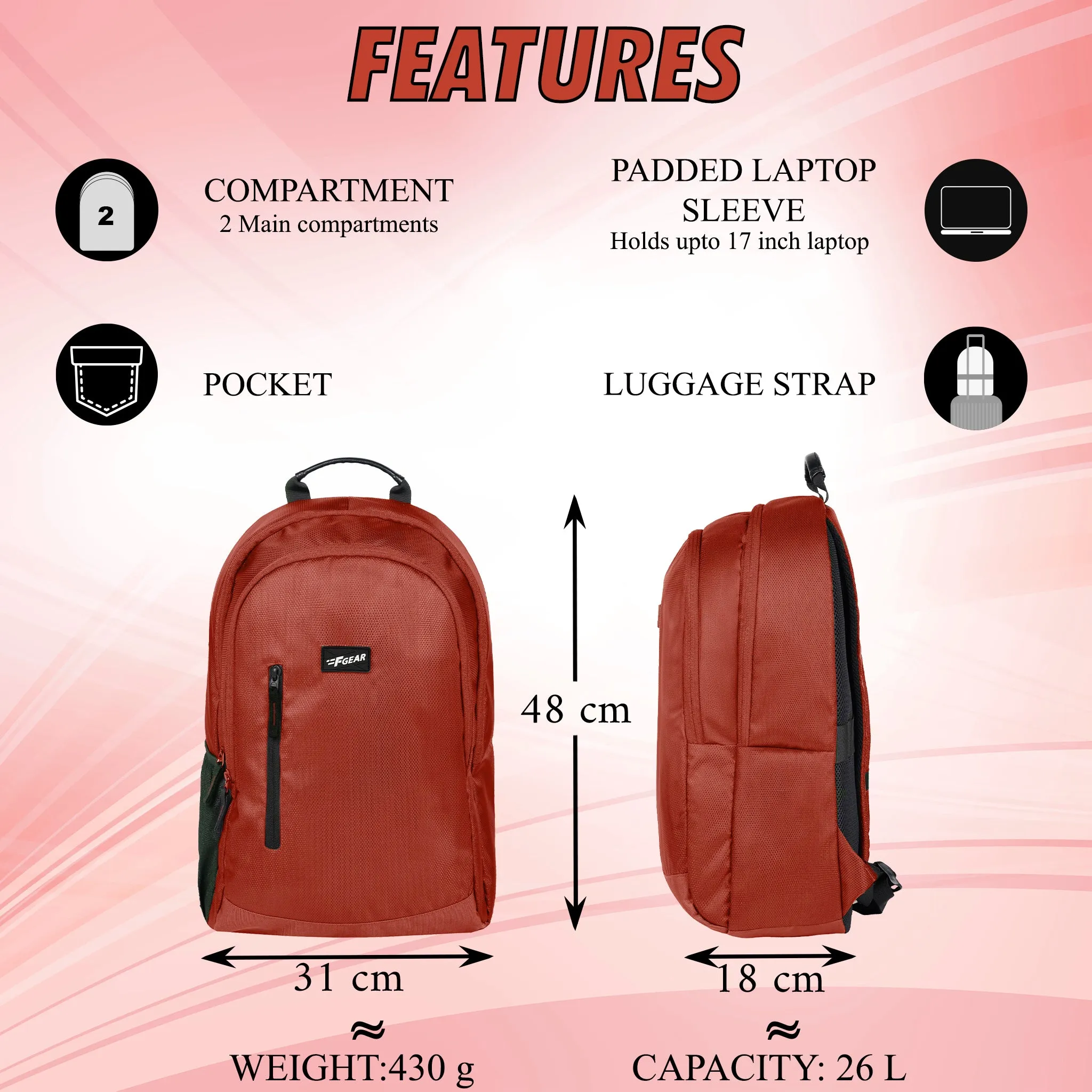 Hank 26L Picante Laptop Backpack