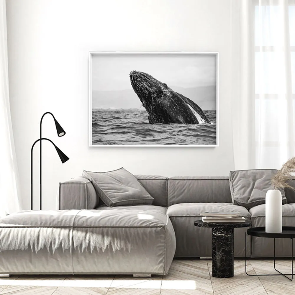 Humpback Whale Breach Landscape - Art Print