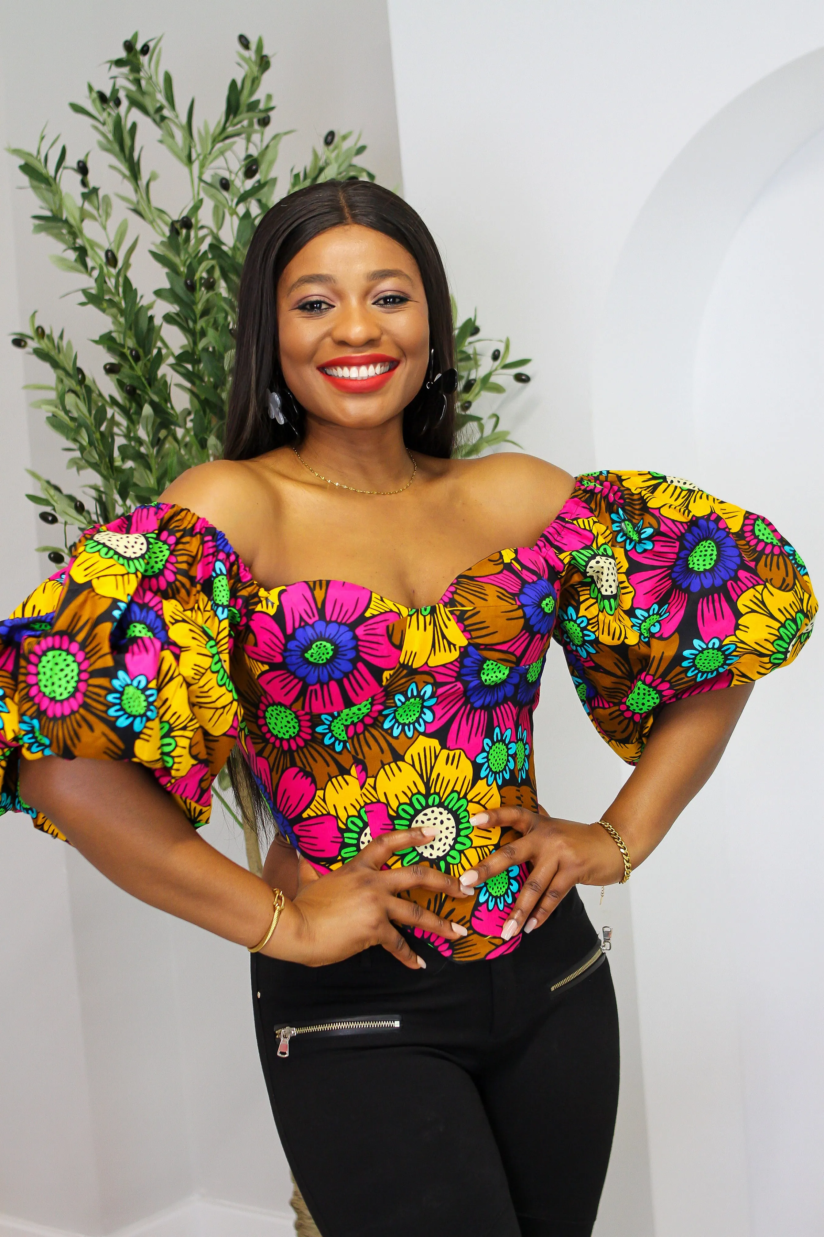 Introducing Off Shoulder African Print Boned Structured Corset Top - Dubem