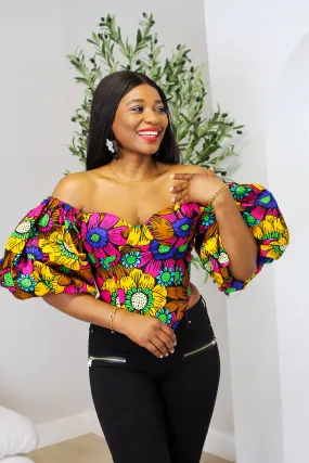 Introducing Off Shoulder African Print Boned Structured Corset Top - Dubem