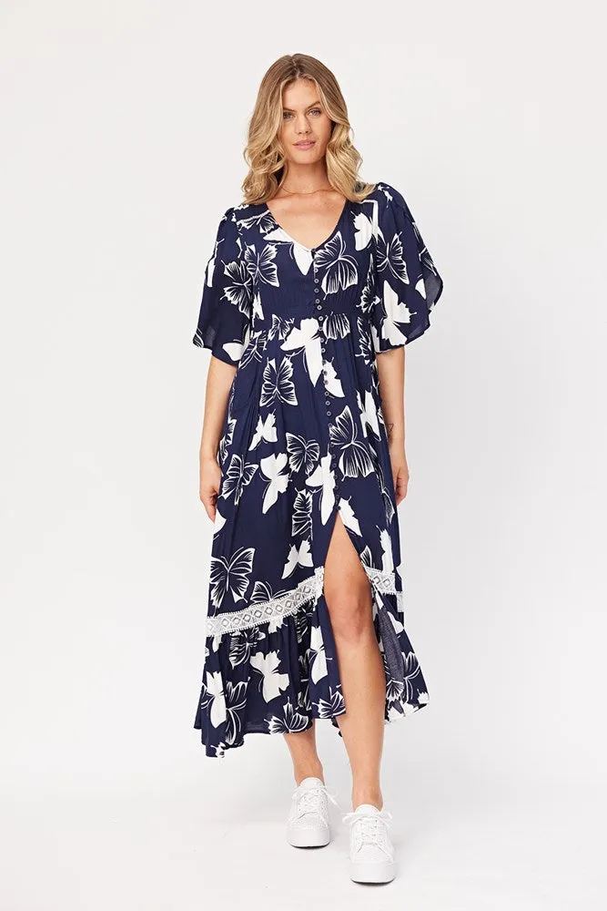 Jolander Dress Navy Butterfly