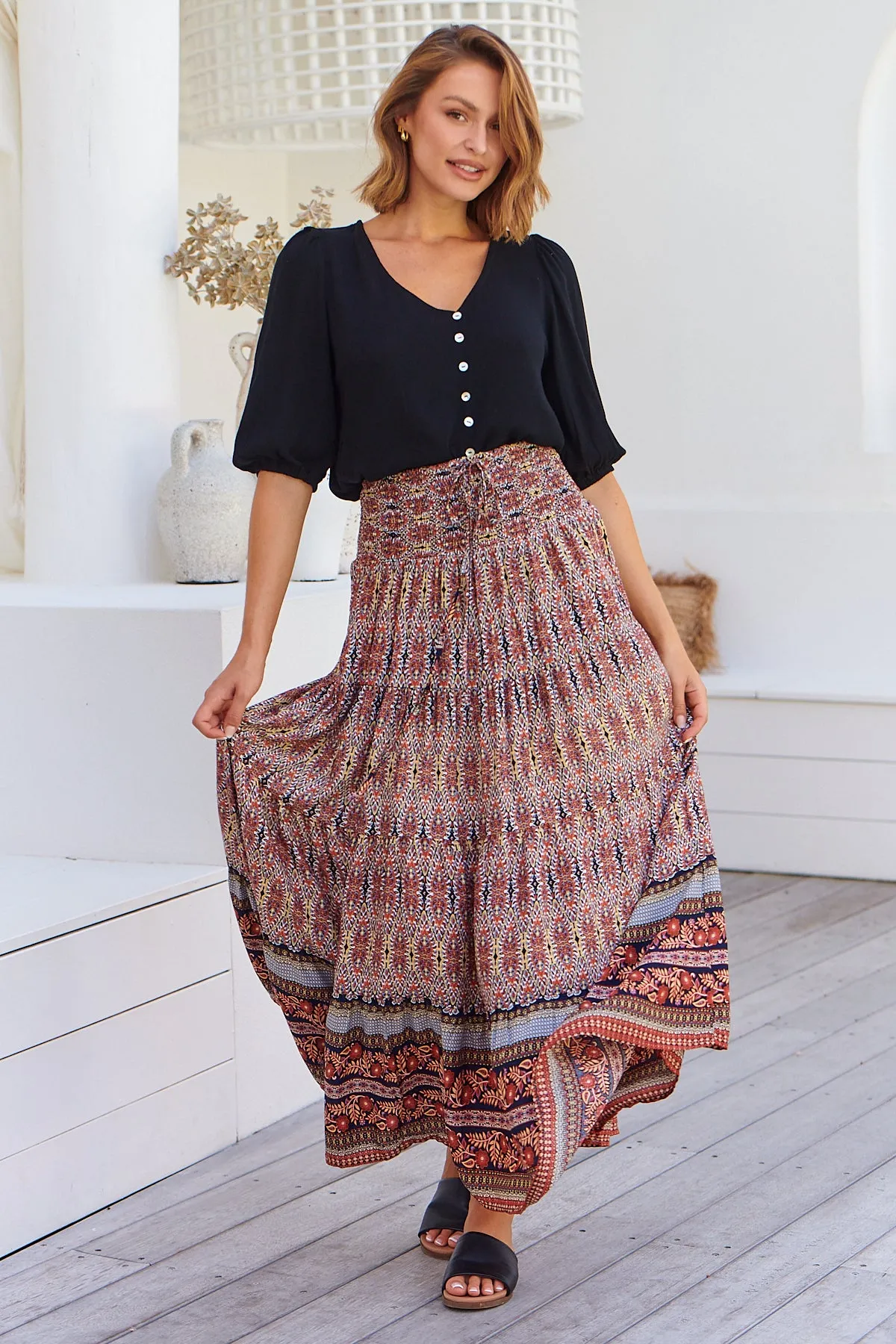 Josephine Multi Boho Print Maxi Skirt