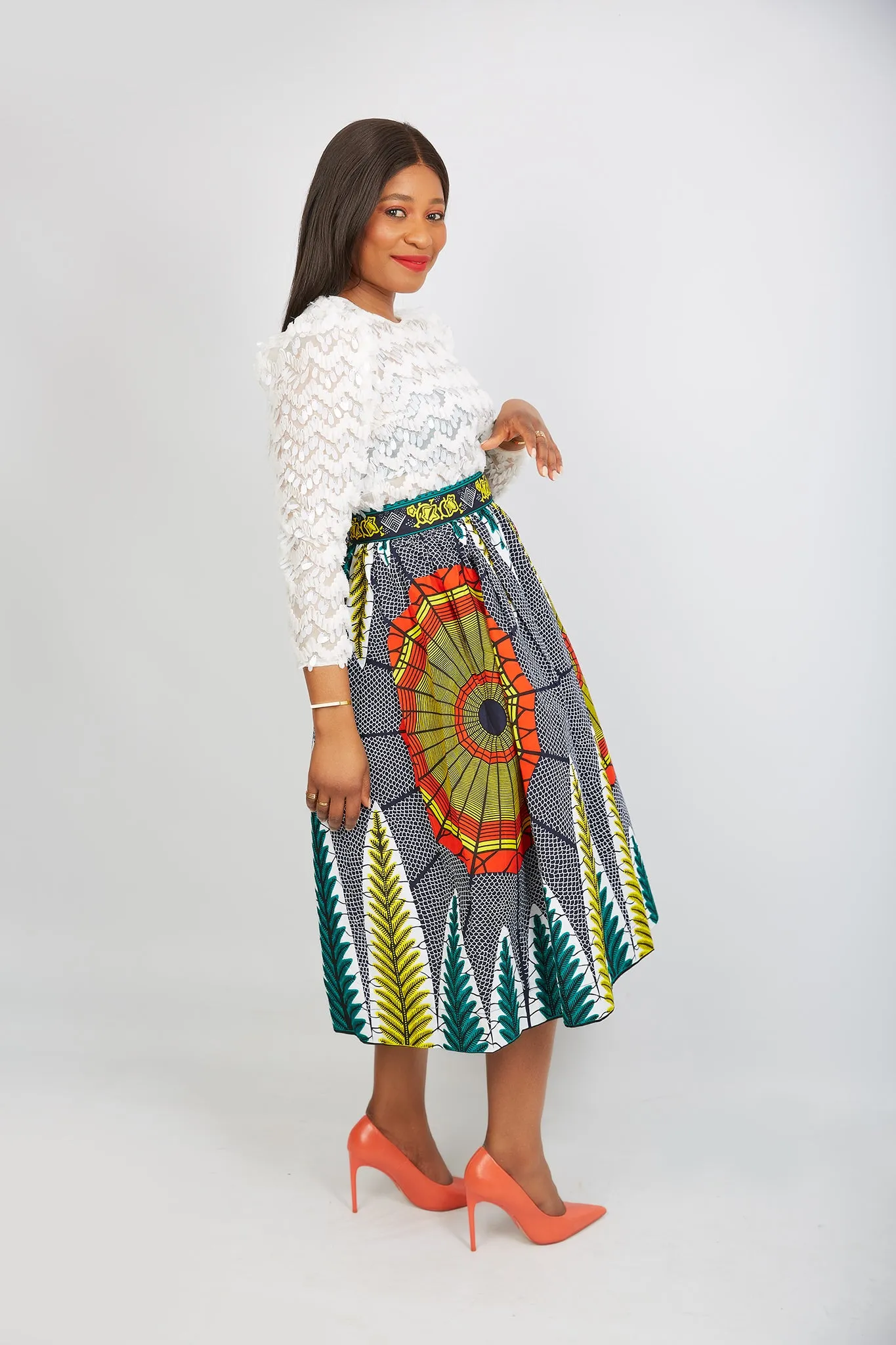 Just Arrived Perro African Print Midi Skirt