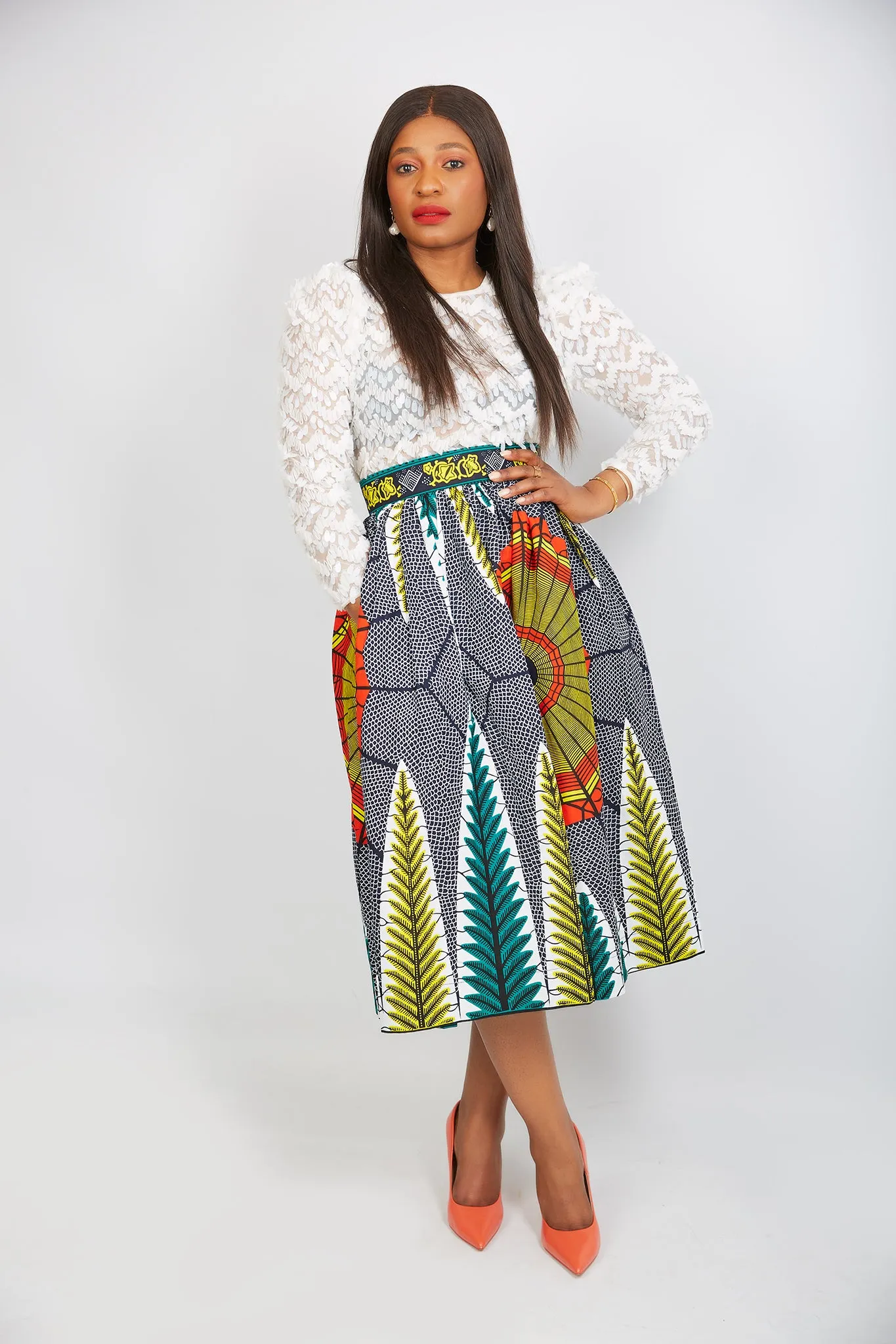 Just Arrived Perro African Print Midi Skirt