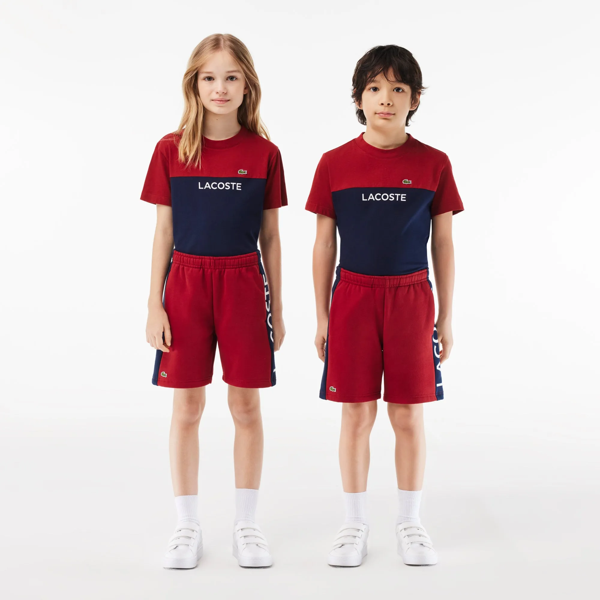 Kids’ Lacoste Colour-Stripe Organic Cotton Shorts