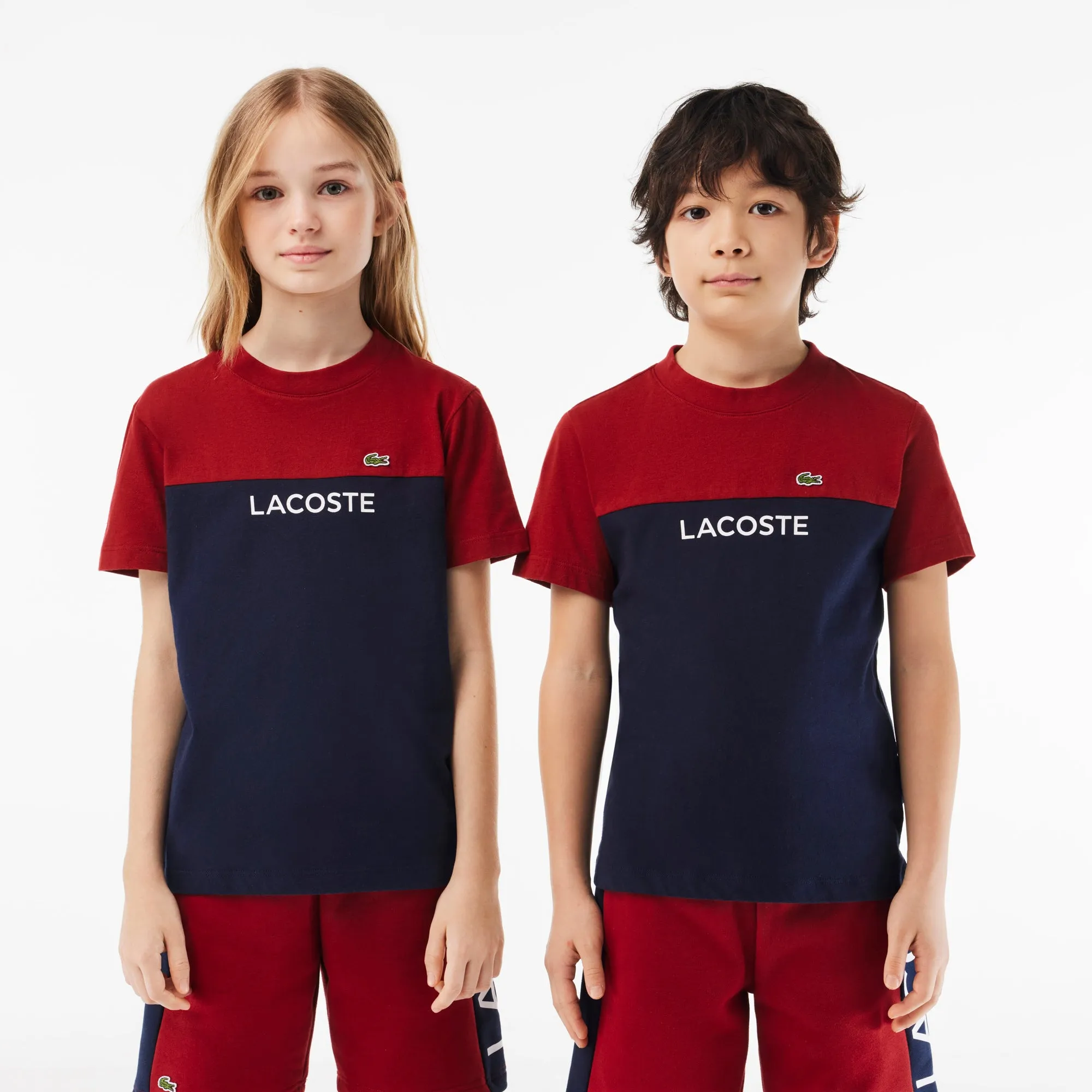 Kids’ Lacoste Colourblock Organic Cotton Jersey T-shirt