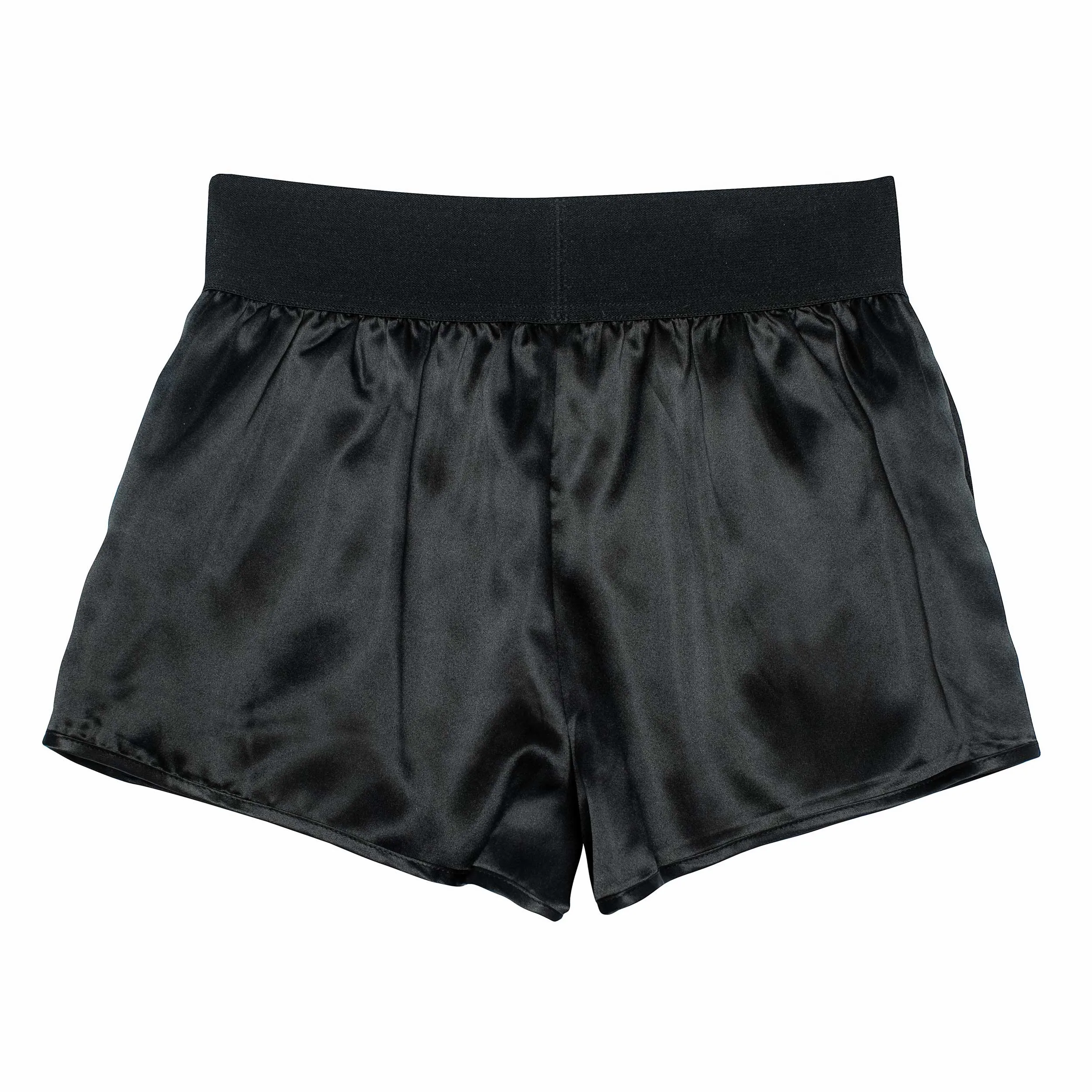 Kim: Boxer Style Satin Short in Black