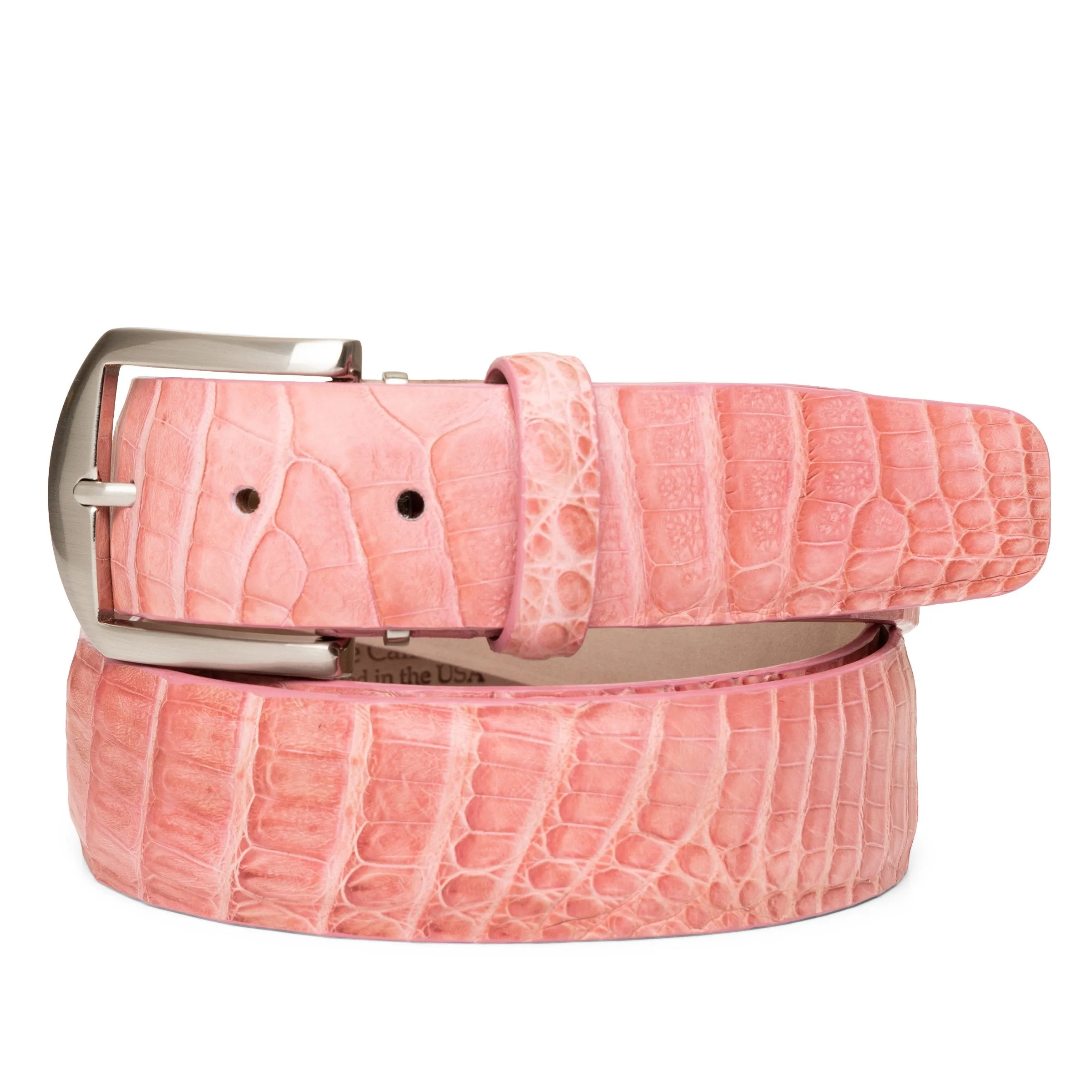 LEN Belt Caiman Crocodile Pink STK