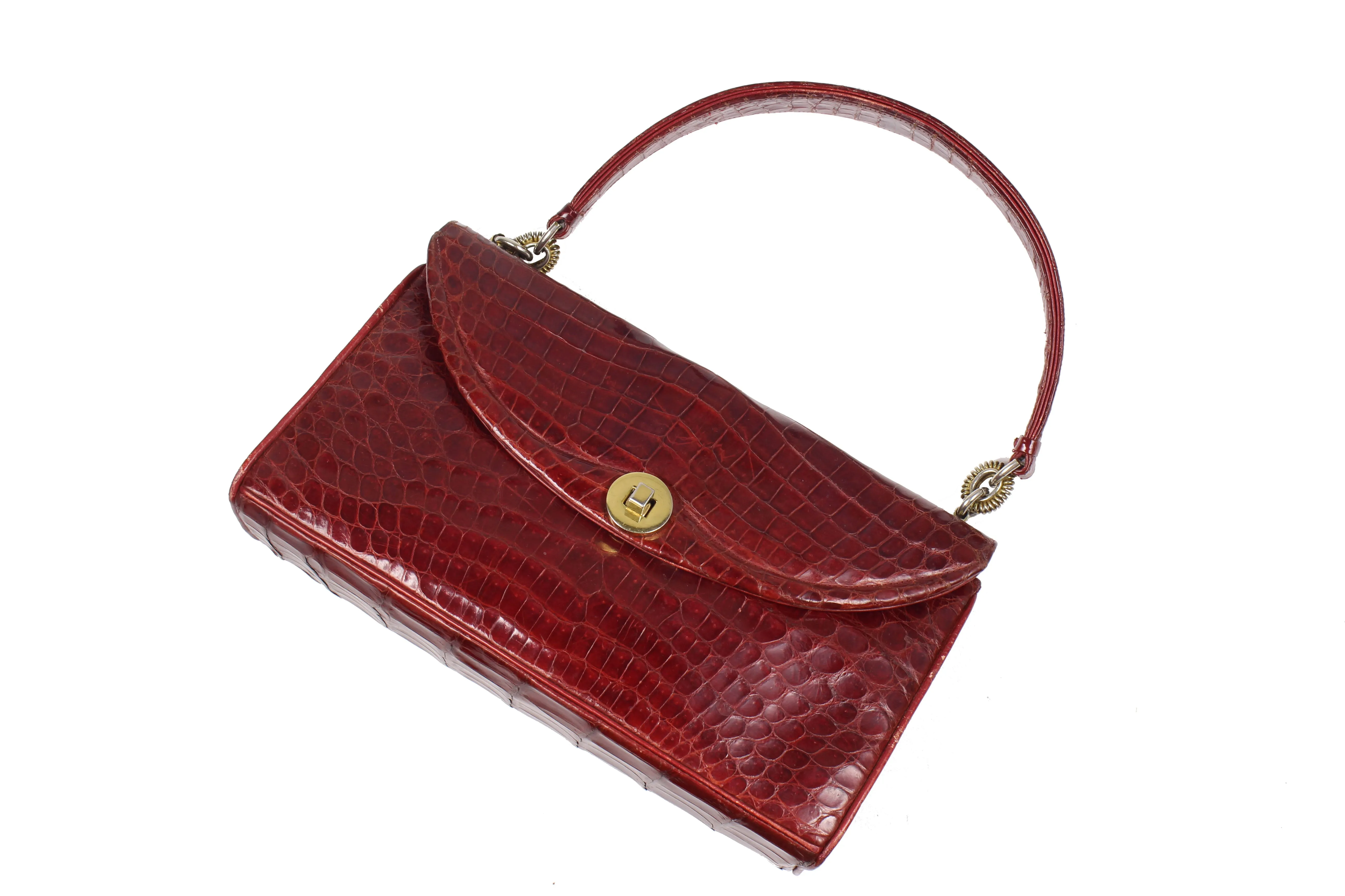 LOEWE ruby red baby crocodile skin handbag