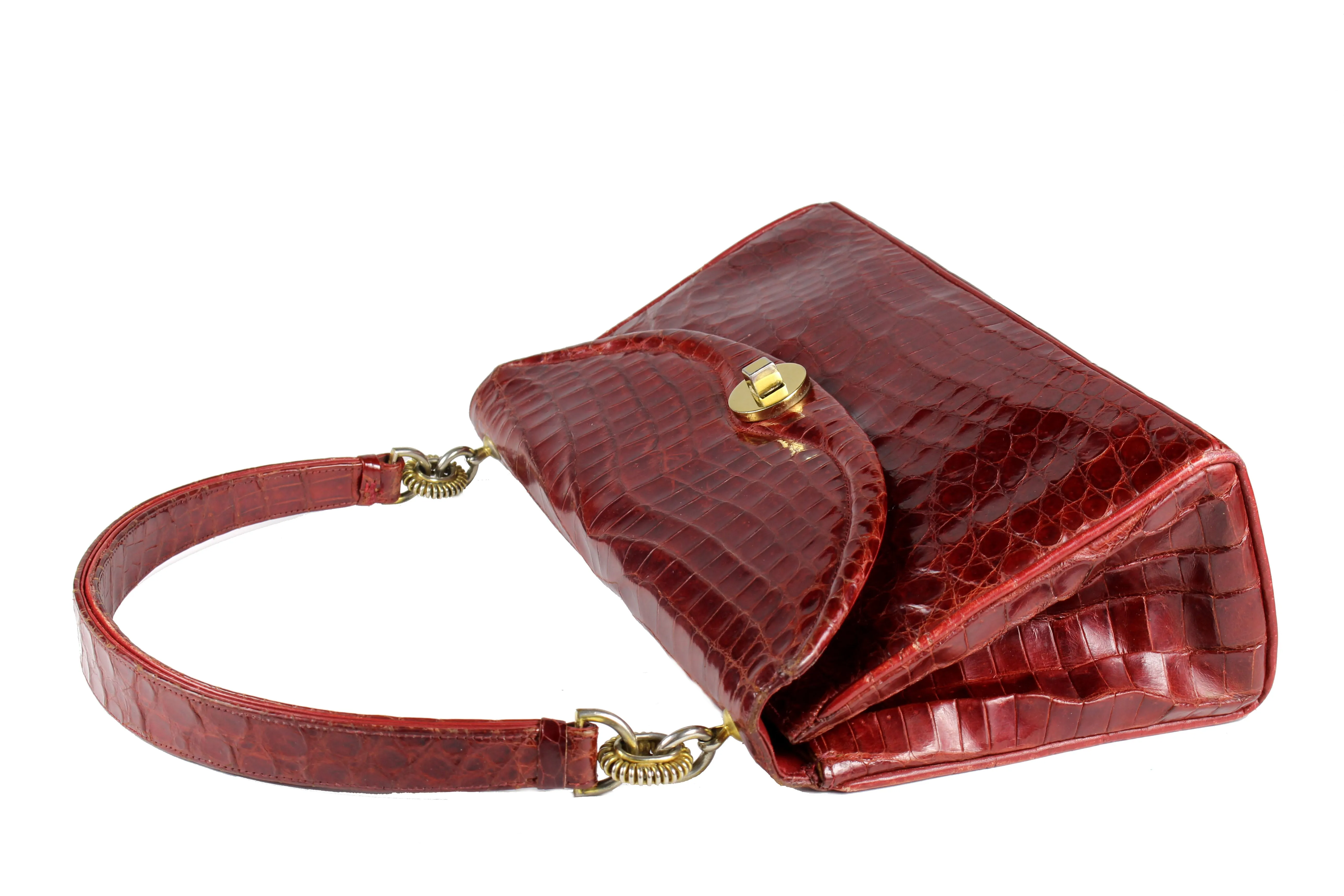 LOEWE ruby red baby crocodile skin handbag