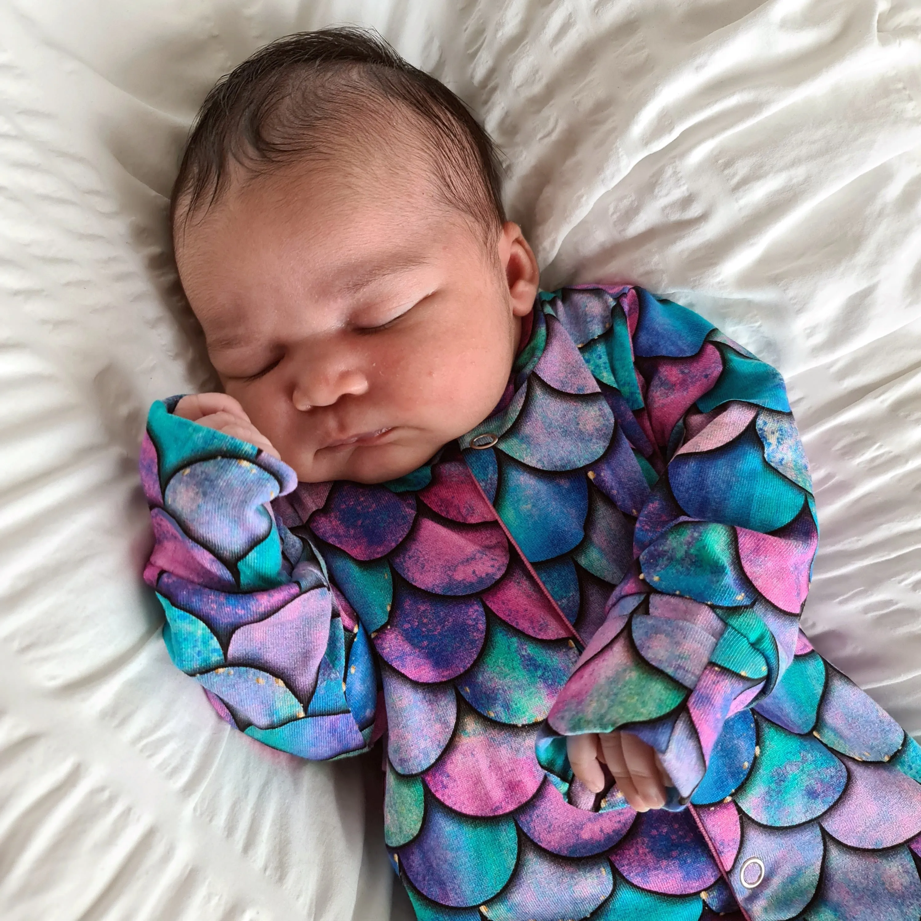 Mermaid print cotton sleepsuit