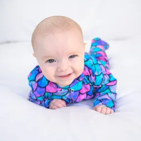 Mermaid print cotton sleepsuit