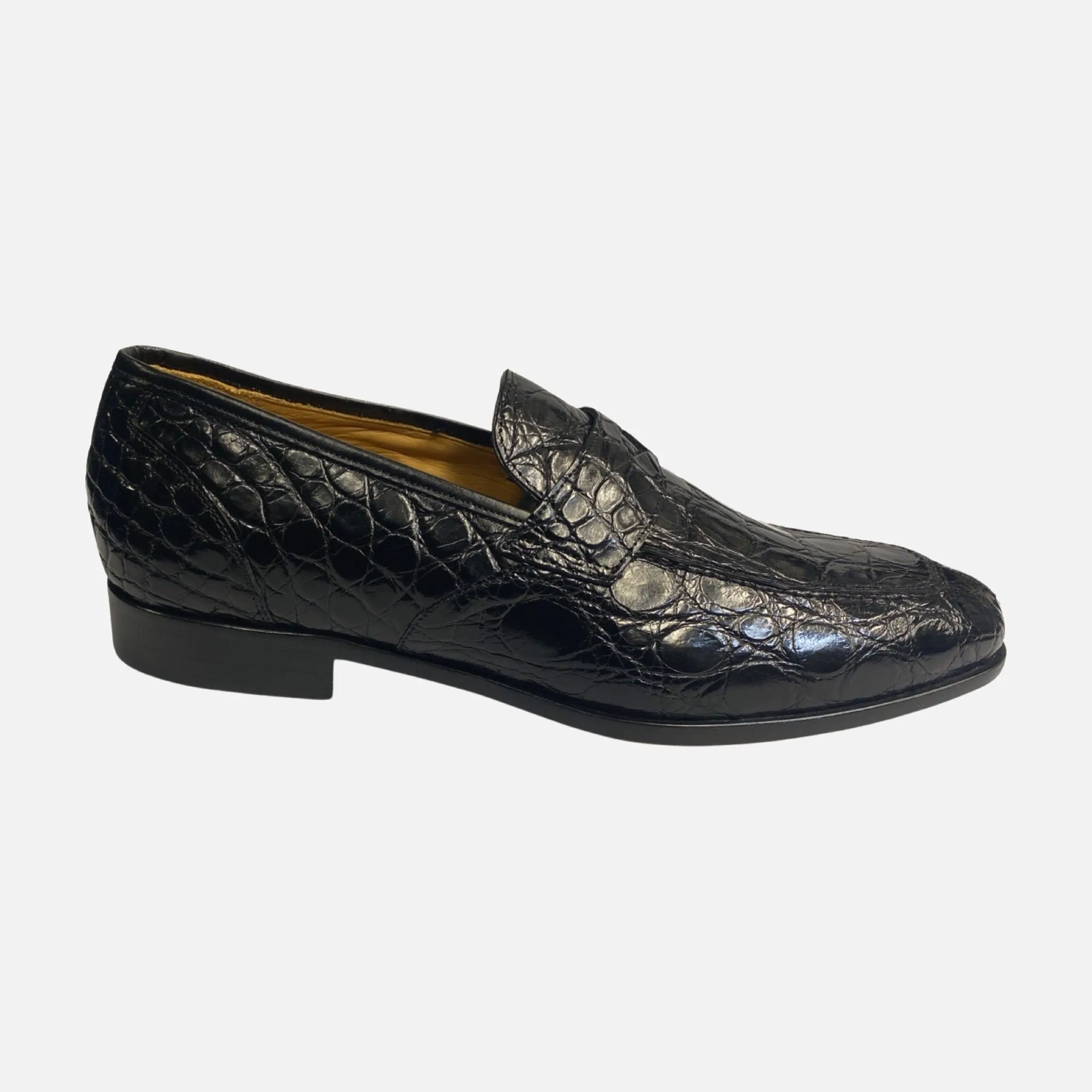 Mezlan Black Genuine Crocodile Penny Loafer - (Style 4993-C)