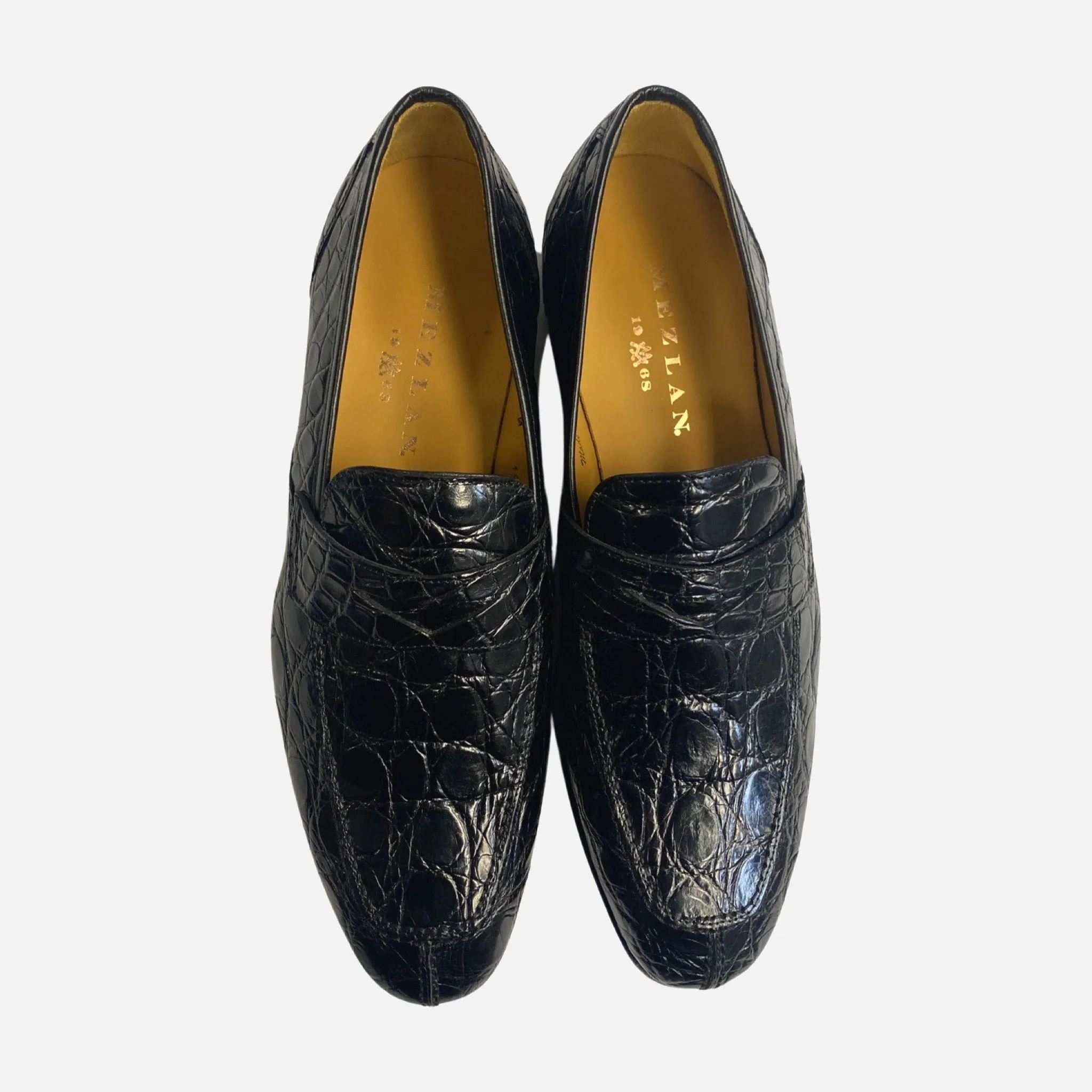 Mezlan Black Genuine Crocodile Penny Loafer - (Style 4993-C)