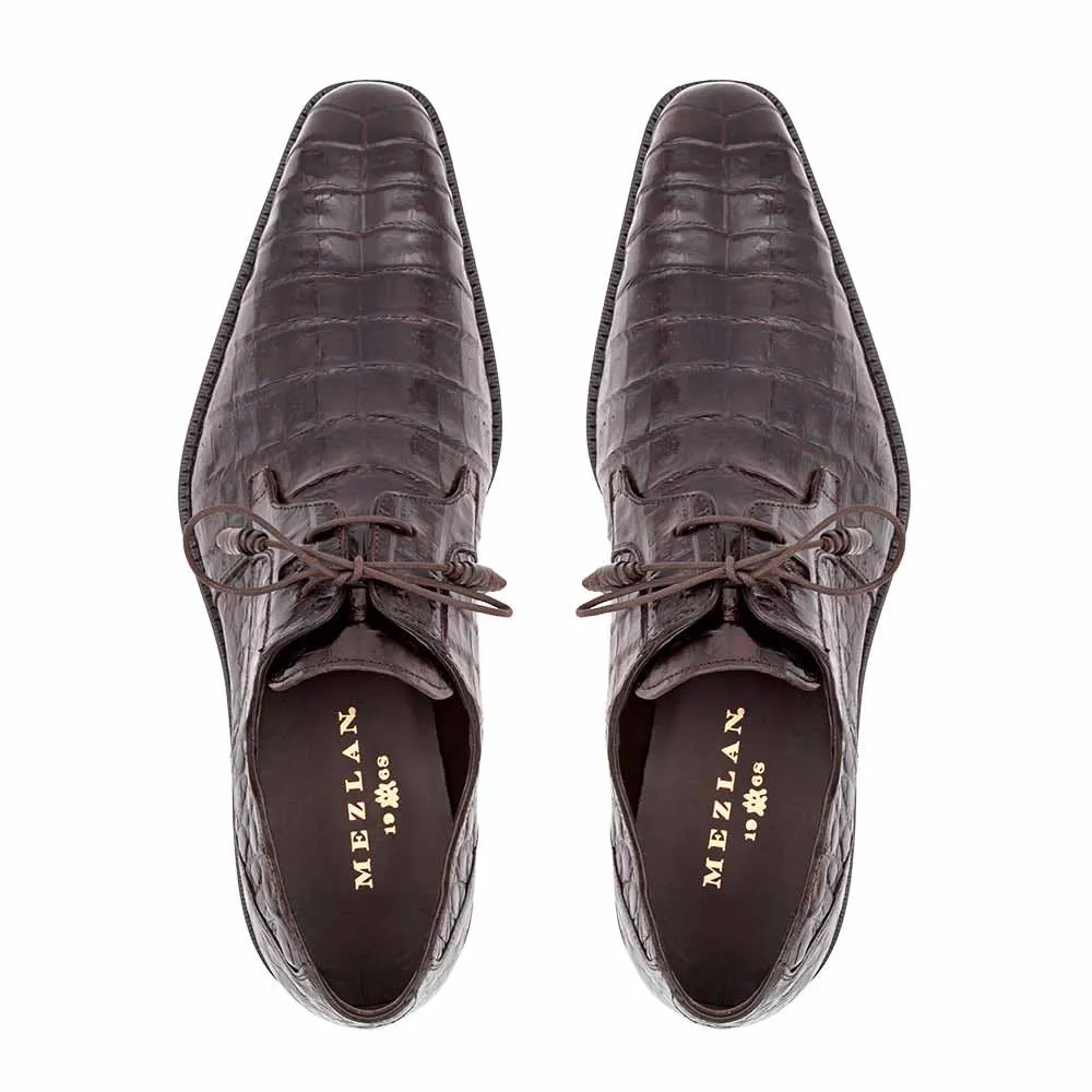 Mezlan Genuine Crocodile Brown Anderson Lace-Up