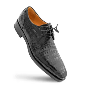 Mezlan Golfo Black Plain Toe Crocodile Derby shoes