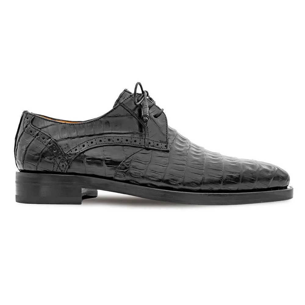 Mezlan Golfo Black Plain Toe Crocodile Derby shoes